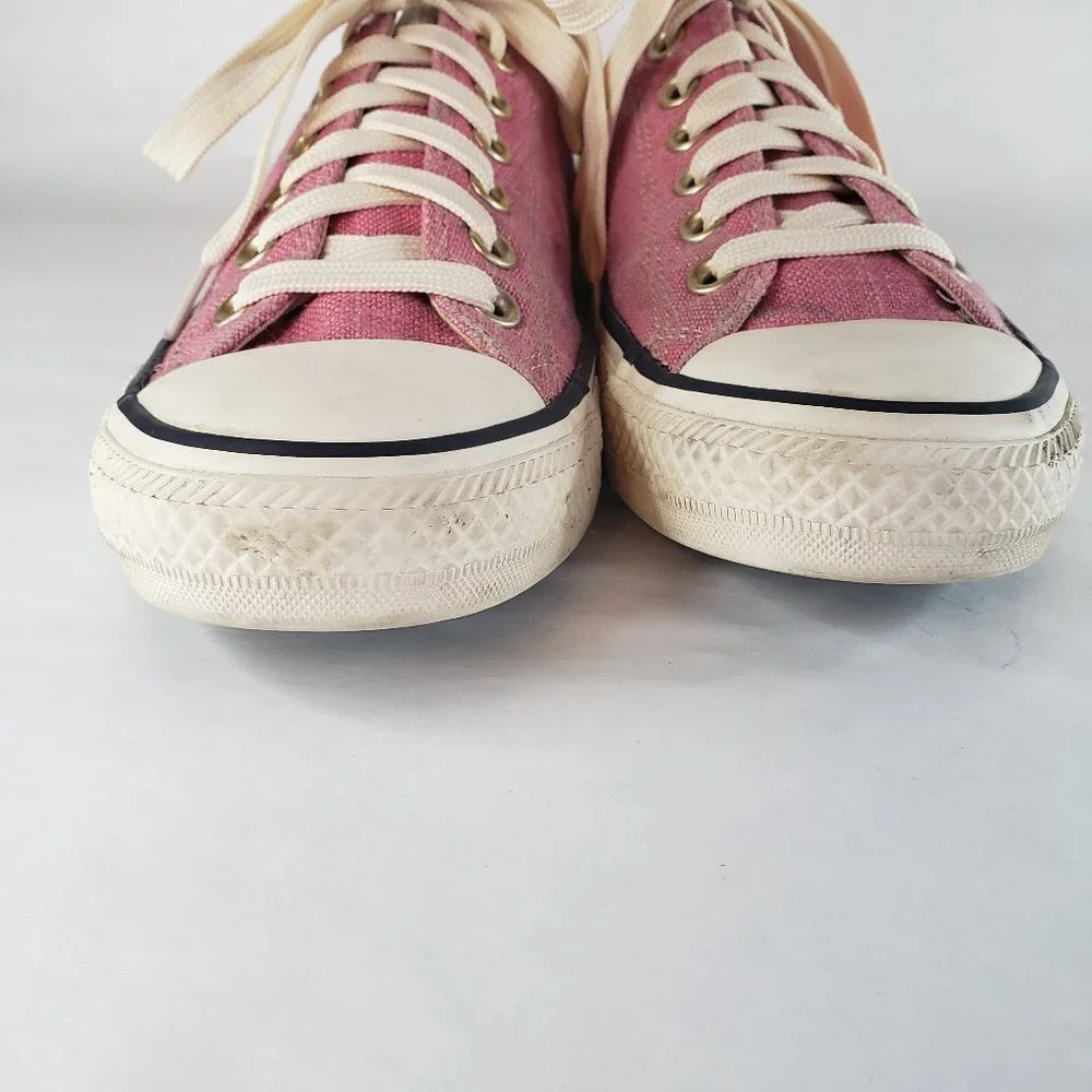 Converse All Star Canvas Low Top Sneakers 7 Pink Metallic Rose Gold Flecks Ivory - Picture 9 of 10